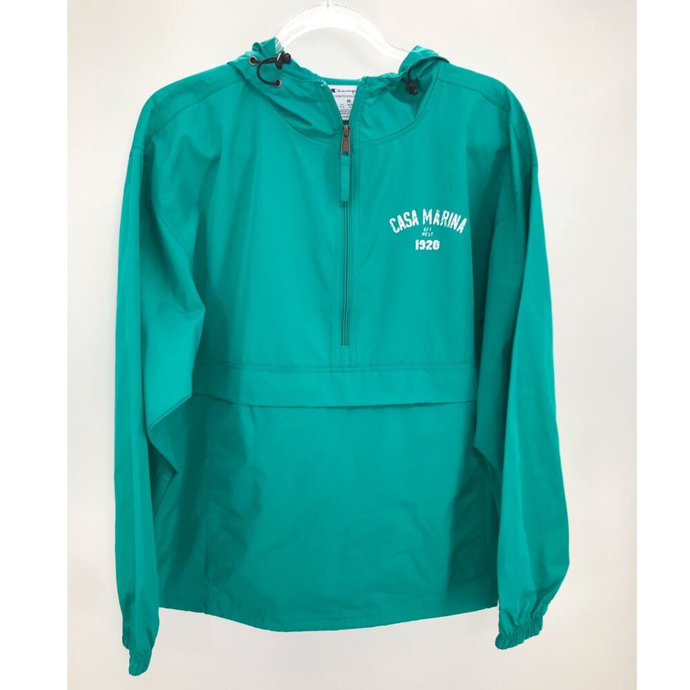 Champion Casa Marina Teal 1/2 Zip Pullover Windbreaker Jacket Size M